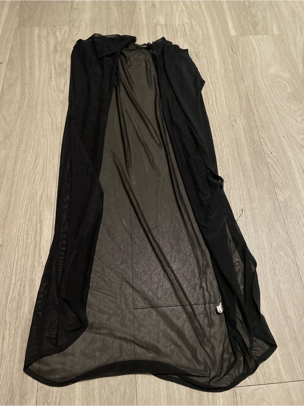 Black Sheer Swim Coverup Maxi - Lightweight Mesh Beach Wrap
